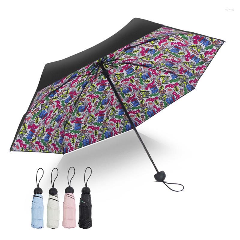 Parapluies 5 Pliant Portable Parapluie Fille Garçon Bébé Dessin Animé Parasol Anti-UV Coupe-Vent Pluie Ouverture Facile