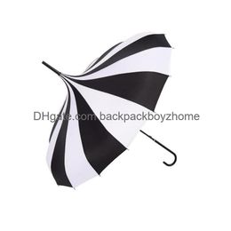 Parapluies 50pcs Design noir et blanc Princesse Royal Sun Parapluie Lady Pagoda Cadeau de Noël à long manche SN3352 Drop Livraison Accueil G Dhgql