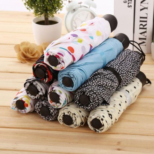 Parapluies 50 pcs Imprimé Plaid Parapluie Unisexe Couple Trois Pliage Mélanger Couleurs Pliant Poignée Courte Solide Couleur