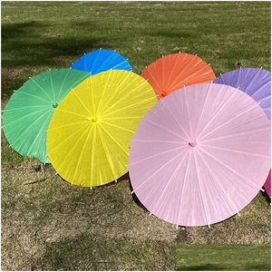 Paraplu's 60 cm effen kleur danspapier paraplu schilderij Chinese parasol bruiloft decoratie gunsten klassiek Bh8545 Tqq Drop D Dhk97