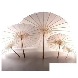 Parapluies 60pcs Parasols de mariage de mariée Papier blanc Articles de beauté Chinois Mini Craft Parapluie Diamètre 52cm Drop Livraison Maison Jardin Dh9YL