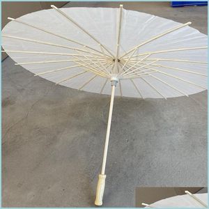 Paraplu's 60 stcs bruids bruiloft parasols wit papier paraplu's schoonheid items Chinese mini ambachtelijke paraplu diameter 60 cm drop levering 20 otb2h