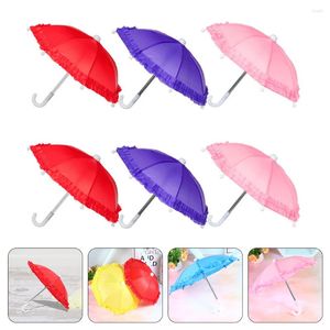 Parapluies 6 pièces minuscules pour enfants, accessoires de peinture à la main 28cm