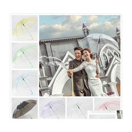 Paraplu's 7 kleuren transparante paraplu pvc jell voor bruiloftdecoratie dansvoorstelling Lange handgreep p o rekwisieten drop levering home g dhjip