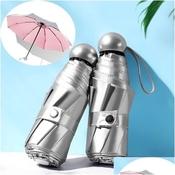 Paraguas 8 costillas bolsillo mini anti uv paraguas sol lluvia a prueba de viento luz plegable portátil para mujeres hombres niños 220929 entrega de gota dhjcg