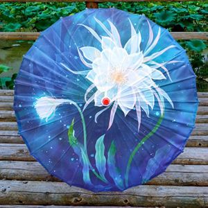 Parapluies 82 cm bleu ancien chinois parapluie huile papier femmes Hanfu danse Antique plafond classique parasols