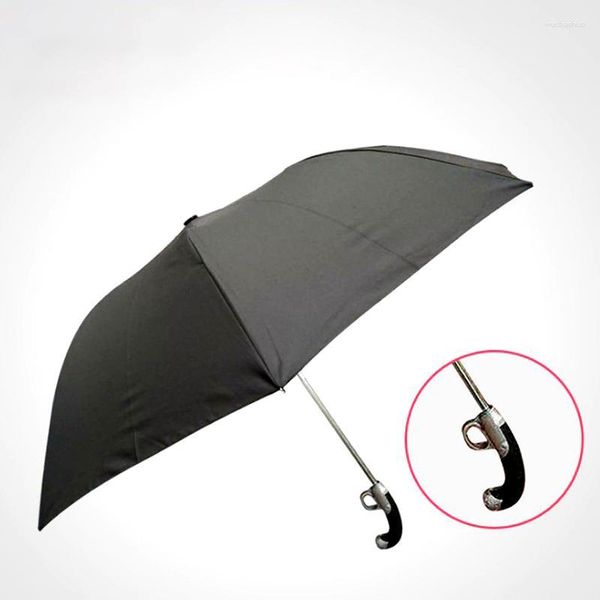 Paraguas 8K Paraguas de pistola corta Fuerte a prueba de viento Semiautomático Plegable Lluvia y sol Sombrilla Protección UV Creatividad Parapluie