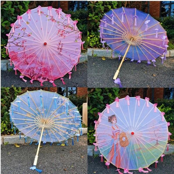 Parapluies anciens hanfu glasls pétales danse accessoires en soie