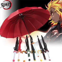 Parapluies Anime Demon Slayer Katana coupe-vent à longue poignée Kyoujurou Parasol Kimetsu No Yaiba parasol épée équipement de pluie