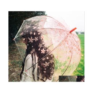 Parapluies Apollo Parapluies en fleurs de cerisier Clear Cute Bubble Deep Dome Umbrella Gossip Wind Resistance Ménage Divers Drop Delive Dhysh