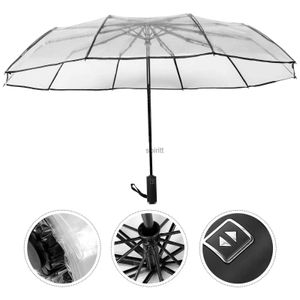 Parapluies Auto parapluie clair pliant parapluies transparents pour la pluie Pvc poche petit voyage YQ240105
