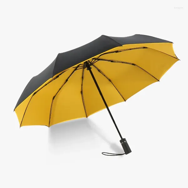 Parapluies automatiques en alliage pliant double couche, entièrement en fibre, protection solaire, grande taille, logo imprimé, publicité