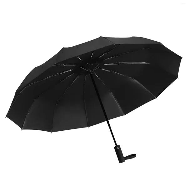 Parapluies Automatique parapluie extérieur hommes femmes séchons rapides forts pongee 12 côtes compactes ouvertes fermées noires.