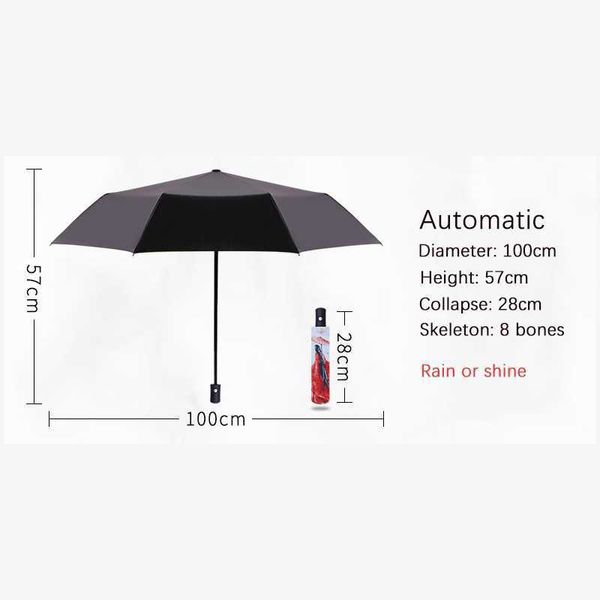 Parapluies automatique parapluie pluie soleil Anti Uv coupe-vent plage parapluie fille Parasol pliant Parasol parapluies femmes hommes Portable