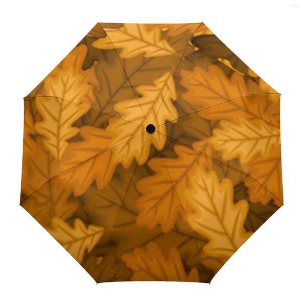 Parapluies Feuilles d'automne Parapluie automatique Portable Pliant Ensoleillé et pluvieux Parasol