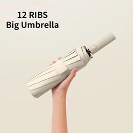 Parapluies Big 12 nervures Parapluie solide Agrandir 108 cm de diamètre Parasol UV entièrement automatique Résistance au vent et à la pluie Bumbershoot pliant 231007