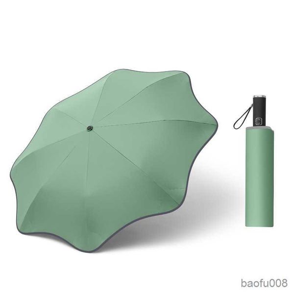 Paraguas Revestimiento negro Paraguas plegable Esquina de seguridad creativa Paraguas automático Paraguas envuelto soleado y lluvioso R230607