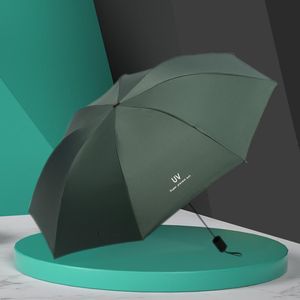 Parapluies Bold Sunscreen Rain Parapluie Automatique Fold Résistant au vent Trois 8 os Solide Couleur Extérieur Mignon Anti-UV Parasol
