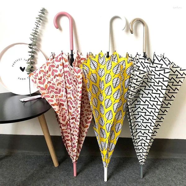 Umbrellas marca Rain para paraguas impresión de mango largo Mujeres#39; s medio automática para el viento pesado para mujeres solares solares