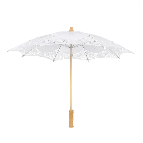Parapluies Mariée Parapluie Dentelle Mariage Brodé Parasol Pographie Prop Décoratif Avec Poignée En Bois Vintage