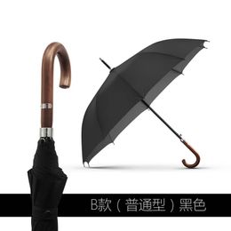 Paraguas británico Vintage paraguas hombres a prueba de viento madera mango largo 10 hueso fuerte lluvia hombre grande japonés regalo de negocios Y6S