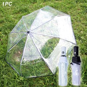 Paraplu's bubble koepel paraplu drievoudige vouwen volledig automatisch transparante anti wind draagbare outdoor mode strand lichtgewicht 230217