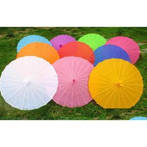Parapluies Parapluie de couleur chinoise Blanc Rose Parasols Chine Danse traditionnelle Couleur Parasol Japonais Soie Accessoires de mariage6559729 Drop Dh3Ks