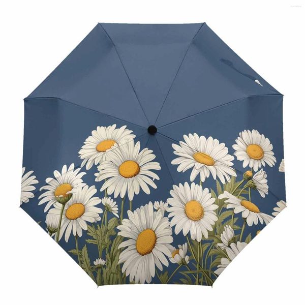 Parapluies chrysanthemum dessinés à la main dessinés automatiques de voyage pliant parasol pliant parasol