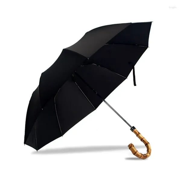 Parapluies Classique 2 Pliant Hommes Parapluie Bambou Hanlde Gentleman Vintage Pluie Femmes Britannique Sunny Cane Voyage U5B