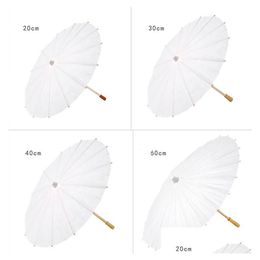Paraplu's Klassieke Bruidsparasols Wit Papieren Paraplu Chinese Mini Craft 4 Diameter 20 30 40 60Cm Voor Groothandel Drop Delivery Thuis Ga Dh9No