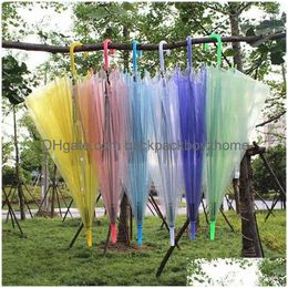 Paraguas Claro Transparente Lluvia Paraguas PVC Cúpula Burbuja Parasol Mango Largo Recto Gota Entrega Hogar Jardín Hogar Sundries DHC2N