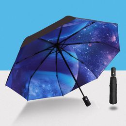 Paraplu's coole zomer sterrenhemel sky digitale print paraplu voor vrouwen mannen zonneschading uv proof regenbestendige vouwzon paraplu's guarda chuva 230314