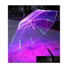 Parapluies Parapluie cool avec LED Caractéristiques 8 nervures Poignée transparente 1747908 Accueil Jardin Ménage Organisation Rain Gear Dhben