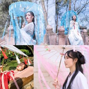 Paraguas Cosplay accesorios de juego espada porque flor Loli borla danza Hanfu Paraguas Parasol Guarda Chuva Paraguas Inverso Sombrilla