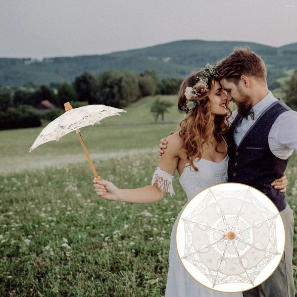 Umbrellas algodón paraguas de encaje para parasol pografía de bordado de boda bordado de boda artesanía blanca para niños