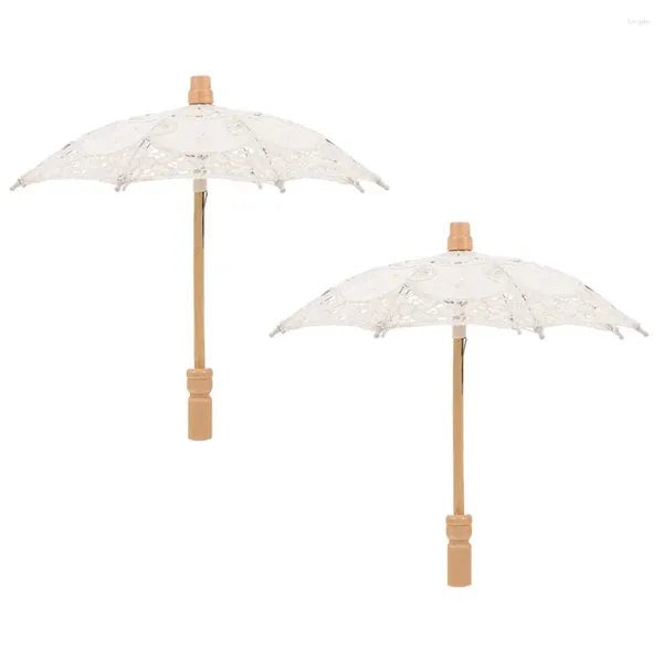 Parapluies Coton Parapluie Parasol Vintage Blanc Pour Mariage Dentelle Tea Party Festival Mariée Mariée