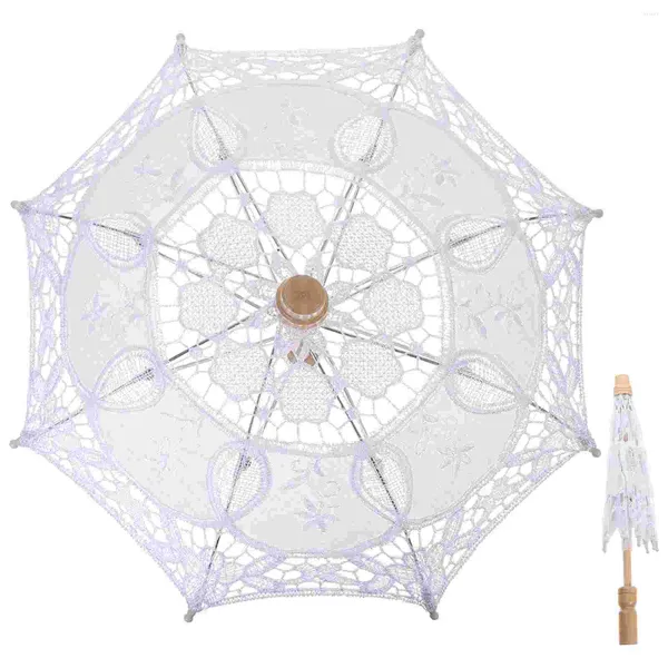 Umbrellas algodón para sombrillas bordado de boda parasol atuendos de verano de encaje juguetes blancos