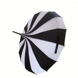 Paraplu's Creatief Ontwerp Zwart-wit Gestreepte Golfparaplu Lange steel Rechte Pagode (10 stuks/partij)