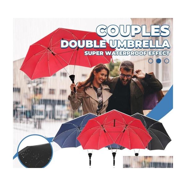 Parapluies Creative Lovers Parapluie Double Pole Top Onepiece Auto-ouverture Antiuv Pluie Coupe-Vent Couples Drop Delivery Maison Jardin Maison Dhubv