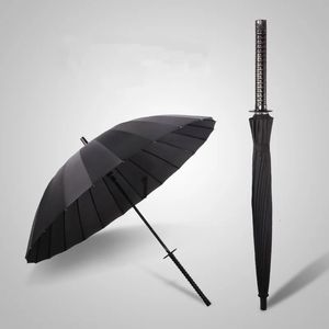 Parapluies créatifs manche long handle samurai ninja sword parapluie japonais ninjalike grand vent de soleil qui a du vent droit auto ouverte 231213