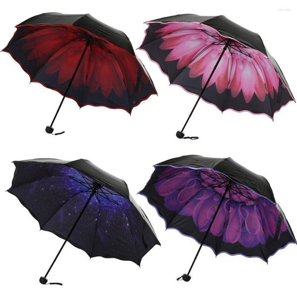 Parapluies Creative Pétale Étoilé Hommes Femmes Petit Soleil Pluie Parapluie Uv Protection Coupe-Vent Pliant Compact Voyage En Plein Air 2023