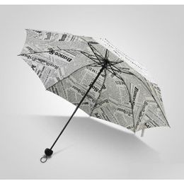 Parapluies Creative Rétro Spaper Ensoleillé Parapluie Double Usage Trifold Fold Hommes Femmes Étudiant Mode Personnalité Cadeau Whole4215618 Drop de Dhw3I