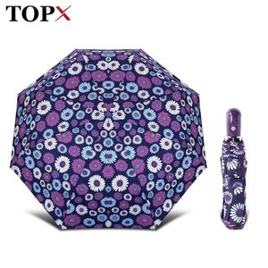 Paraguas creativo pequeño paraguas completamente automático lluvia mujer hombres a prueba de viento 3 mini flor plegable para mujer regalo masculino sombrilla