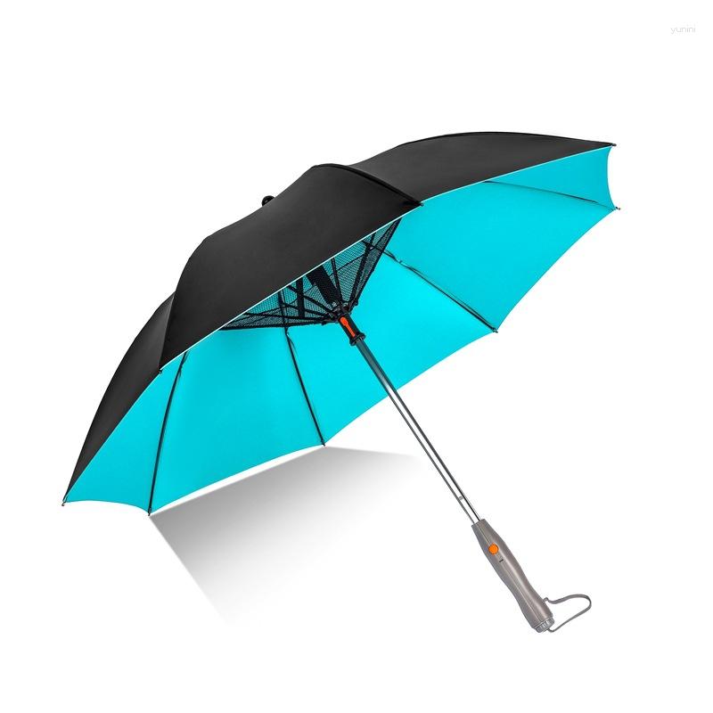 Umbrellas Creative Summer Umbrella With Fan And Mist Spray Long Handle Sunny Rainy UV-proof For Men Women Parasol Outdoor