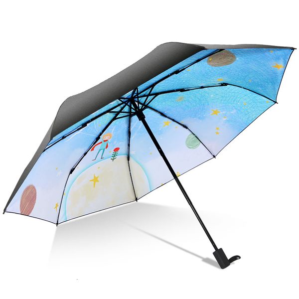 Parapluies Creative Sun Umbrella Little Prince Women's Rain and Sunshine Umbrella 3 Fold 8 Rib Sun Umbrella Windproof Frame Parapul 230719
