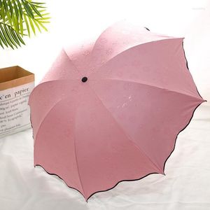 Parapluies créatifs fleur d'eau parapluie soleil pluie double usage triple 8 os crème solaire Protection Uv soleil pour les femmes