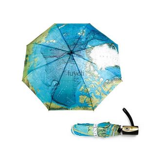 Parapluies Carte du monde créative parapluie automatique pour femmes UV pliant bleu océan terre parapluies imperméable à la pluie soleil Auto parapluie YQ240112