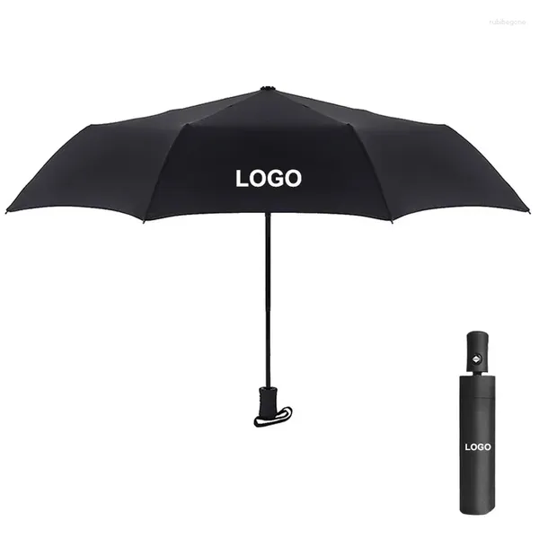 Paraguas logotipo personalizado paraguas automático para coche para regalo de negocios hombres mujeres marca Parasol 3 plegable resistente al viento a prueba de lluvia