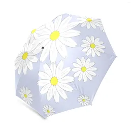 Parapluies Daisy Field Flower Tri Fold Umbrella Sun Rain Pliable 37,4 pouces Protection Voyage pour les femmes