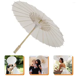 Parapluies décor blanc asiatique huilé papier japonais peinture vierge décoration fête Po accessoires pour danse mariage Cosplay